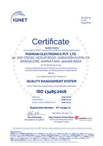 ISO. 13485 Certificate for manfacture of medical devices